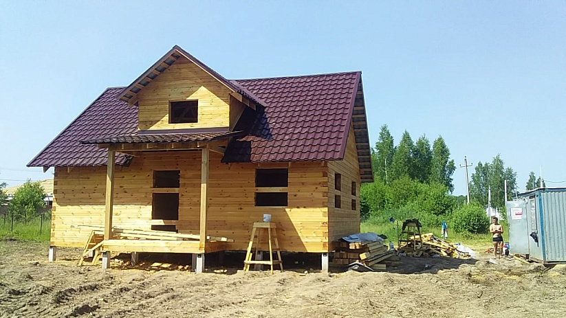 Строительство дома из профилированного бруса 145х145, по проекту №32. Тульская область, село Велегож